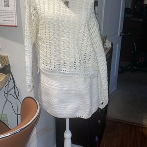 Elegant White Off-the-Shoulder Sweater with Airy Knit